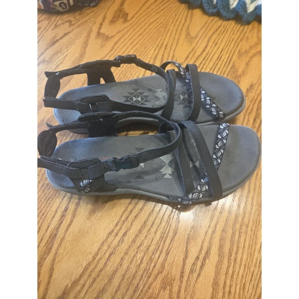 WOMENS BLACK SKECHERS MEMORY FOAM STRAPPY SANDALS WITH BOX SZ 10
